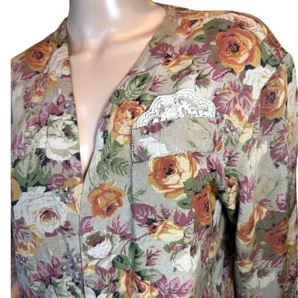 VTG 90s Floral Tapestry Grandmacore Open Jacket SZ Large Academia Granny Blazer - Picture 3 of 14